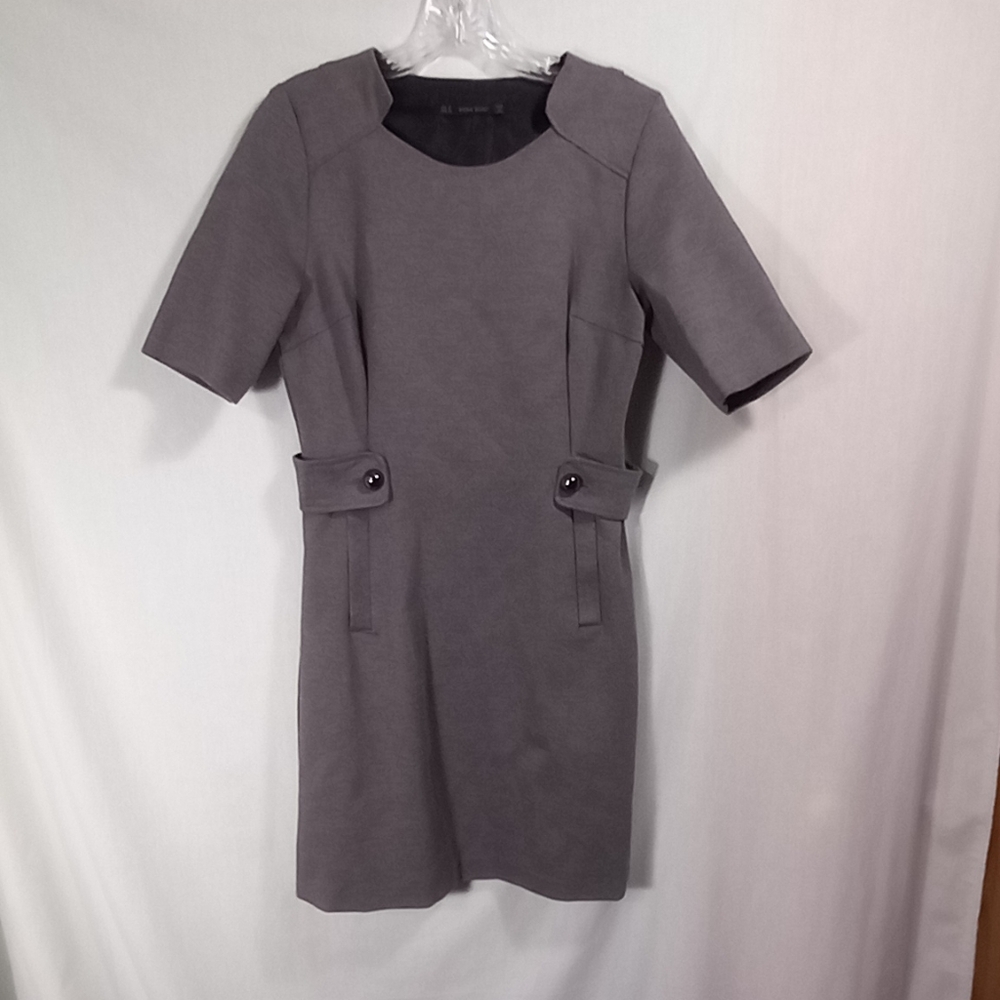 Zara Basic Gray Heather Short Sleeve Sheath Dress Size M